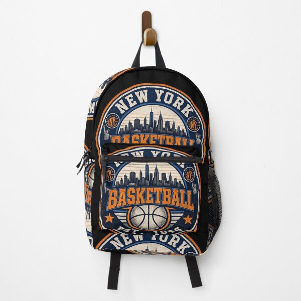Artikelvorschau, New York Basketball Vintage-Shirt – NYC Orange Blue Skyline Hoops T-Shirt entworfen und verkauft von TKOprintdesigns.