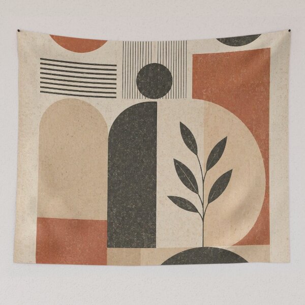 Item preview, Mid Century Modern Geometric Abstract Art in Terracotta & Neutral Tones designed and sold by SweetLilith.