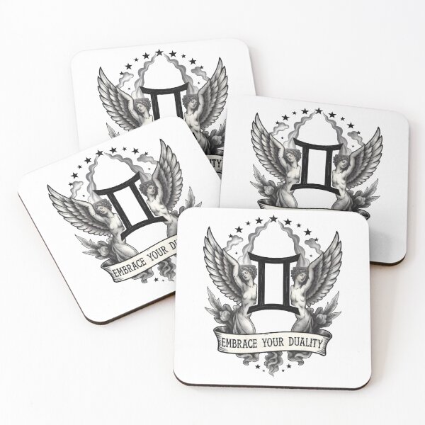 Item preview, Gemini Embrace Your Duality Tattoo Style Zodiac Art designed and sold by Zodiac Celestial Art.