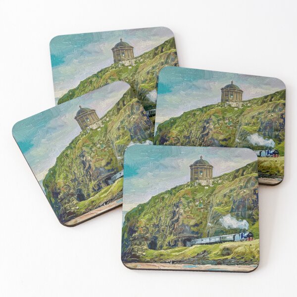 Item preview, Painting of a Steam Train below Mussenden Temple, Co Londonderry, Northern Ireland. designed and sold by davidelder.