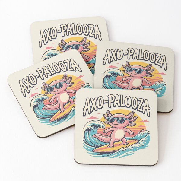 Item preview, Funny cute Axolotl Axo-Palooza surfboard parody 90s Alternative music festival, Beige - HD ONLINE STORE designed and sold by bard-art.