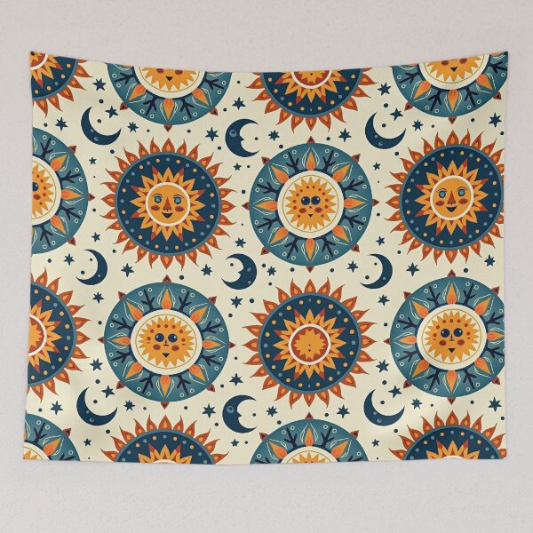 Item preview, Sun and Moon Seamless Pattern Boho Celestial designed and sold by mittie101.