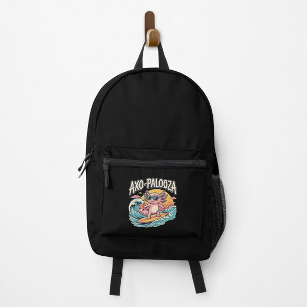 Item preview, Funny cute Axolotl Axo-Palooza surfboard parody 90s Alternative music festival, Black - HD ONLINE STORE designed and sold by bard-art.