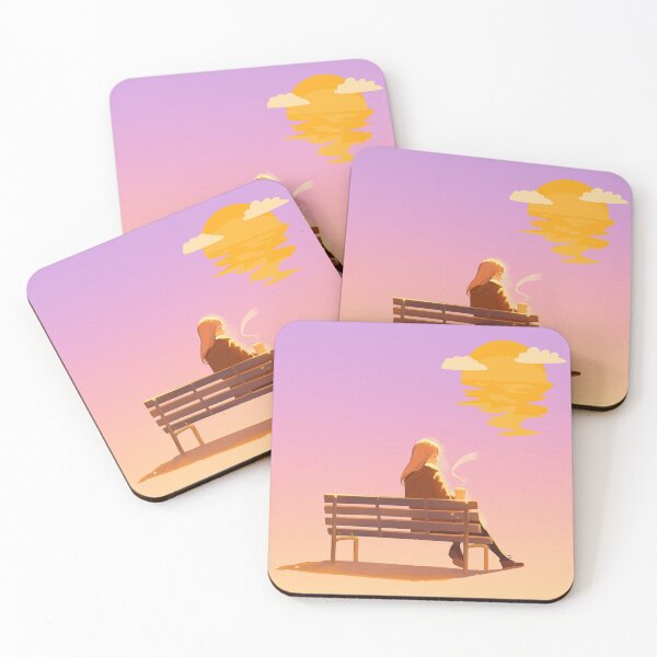 Item preview, Minimalist Girl Sunset Bench Coffee Art designed and sold by E20STUDIO.