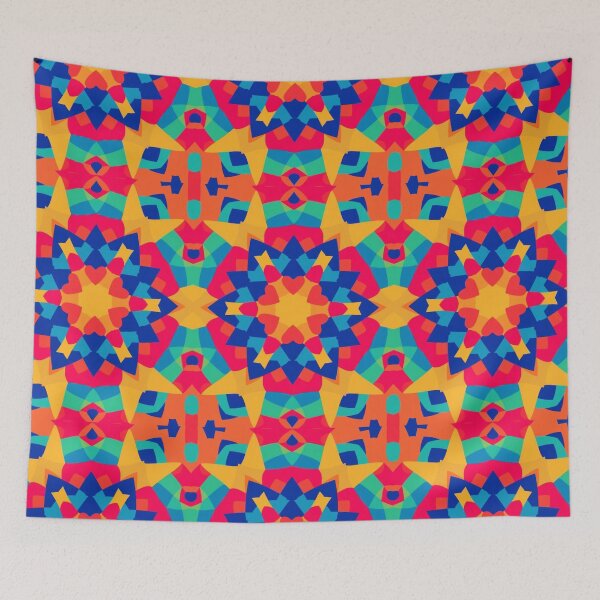 Artikelvorschau, Farbenfrohes, geometrisches Mandala-Muster – Lebendiges, abstraktes Kaleidoskop-Kunstdesign entworfen und verkauft von Kruti Collection.
