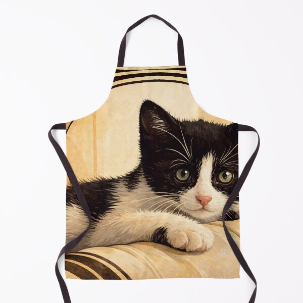 Item preview, Art Deco Illustration of a Black and White Cat designed and sold by darekkocurek.