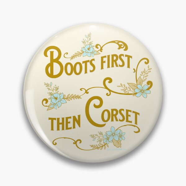 Item preview, BOOTS BEFORE CORSET Cream and Gold steampunk victorian costume meme designed and sold by BlueLadyC.