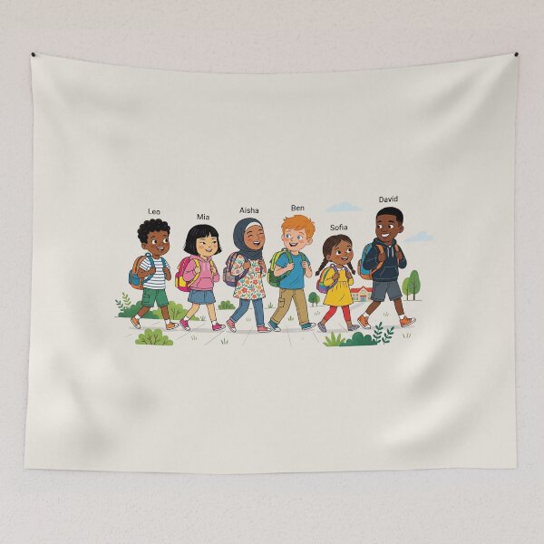 Item preview, Walking to School Together – Diversity Kids Backpack Design designed and sold by DreamInk Studio.