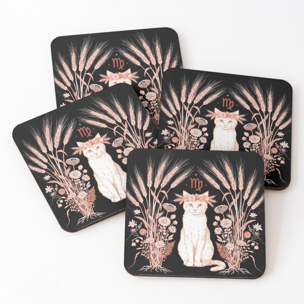 Item preview, Virgo Cat Zodiac Sign – Ethereal Wheat and Floral Goddess Feline designed and sold by AgathaLochArt.