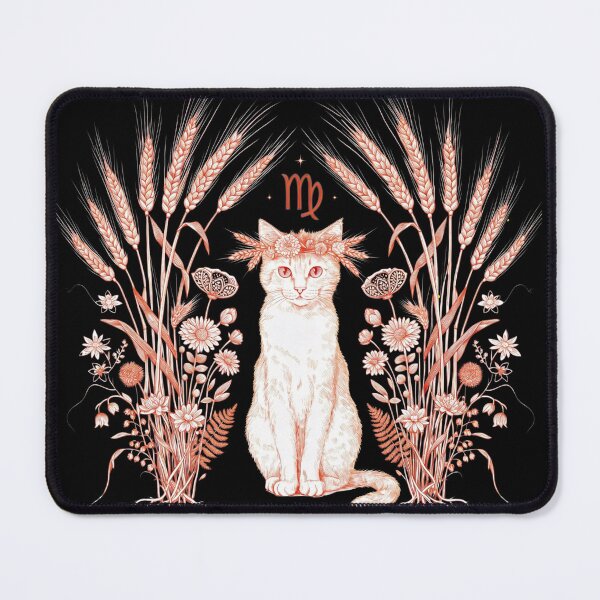 Item preview, Virgo Cat Zodiac Sign – Ethereal Wheat and Floral Goddess Feline designed and sold by AgathaLochArt.