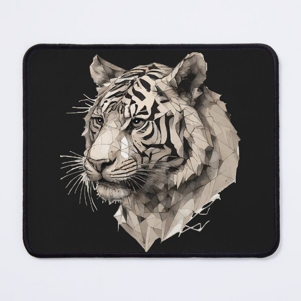 Item preview, Geometric Mosaic White Tiger – Modern Animal Art designed and sold by Tklezardesigns.