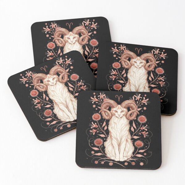 Item preview, Aries Cat Zodiac Sign – Ethereal Astrological Ram Cat Illustration designed and sold by AgathaLochArt.