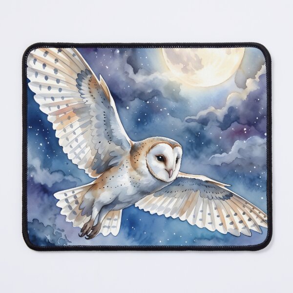 Item preview, Barn Owl Tyto Alba Gliding Night Full Moon designed and sold by RubisLeaf.