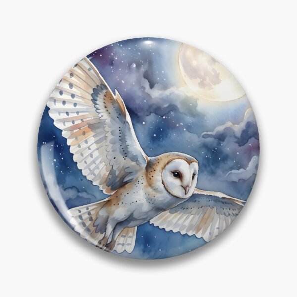 Item preview, Barn Owl Tyto Alba Gliding Night Full Moon designed and sold by RubisLeaf.