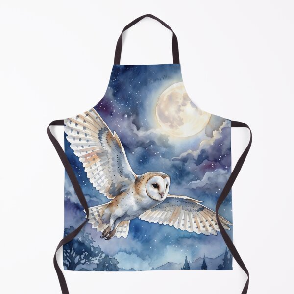 Item preview, Barn Owl Tyto Alba Gliding Night Full Moon designed and sold by RubisLeaf.