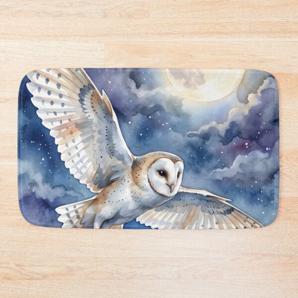 Item preview, Barn Owl Tyto Alba Gliding Night Full Moon designed and sold by RubisLeaf.