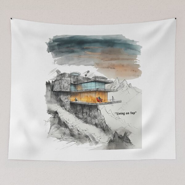 Item preview, Living on Top - Modern Mountain Peak Villa Art designed and sold by Modern Nest Art.