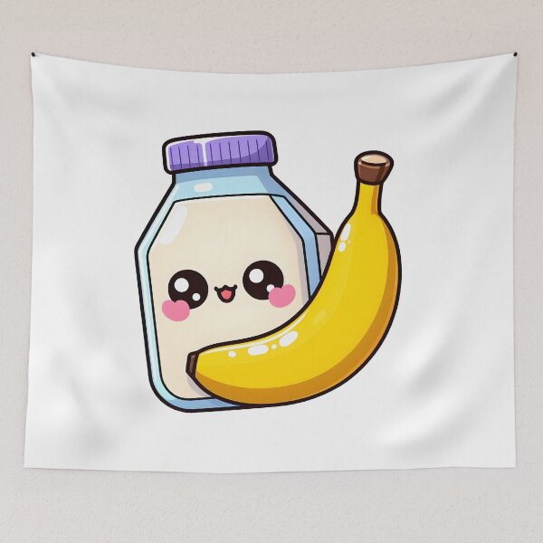 Item preview,  Banana & Banana Milk – Cute Fruit and Drink Illustration designed and sold by BobaBunny76.
