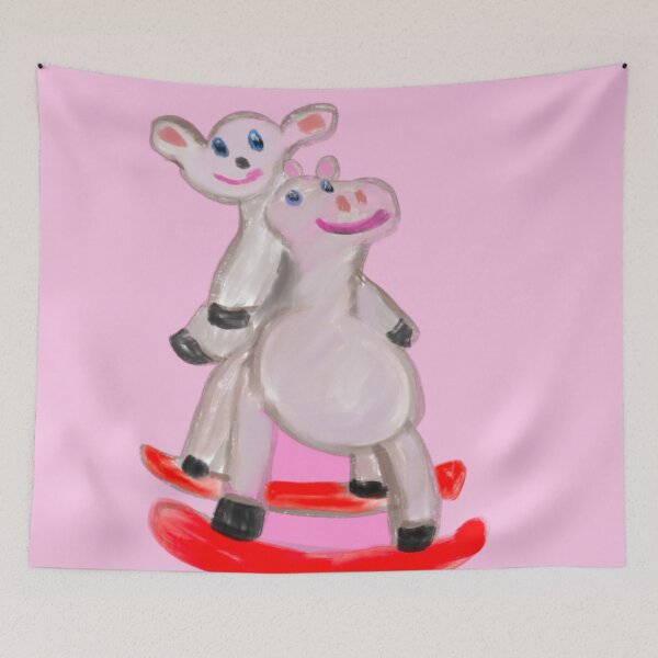 Item preview, Cassandra The Rocking Horse And Petey The Lamb designed and sold by pinkyjainpan.
