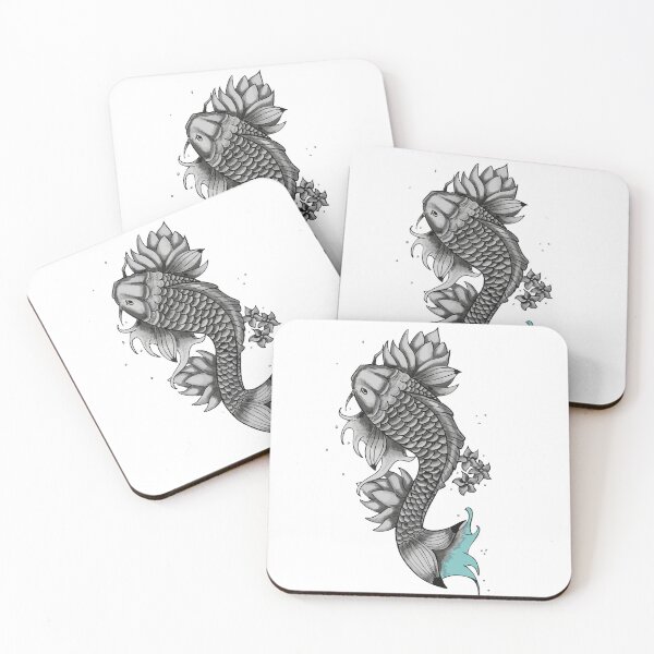 Item preview, Koi Carp and Lotus, Japanese Tattoo Style designed and sold by JGGraphdesign.