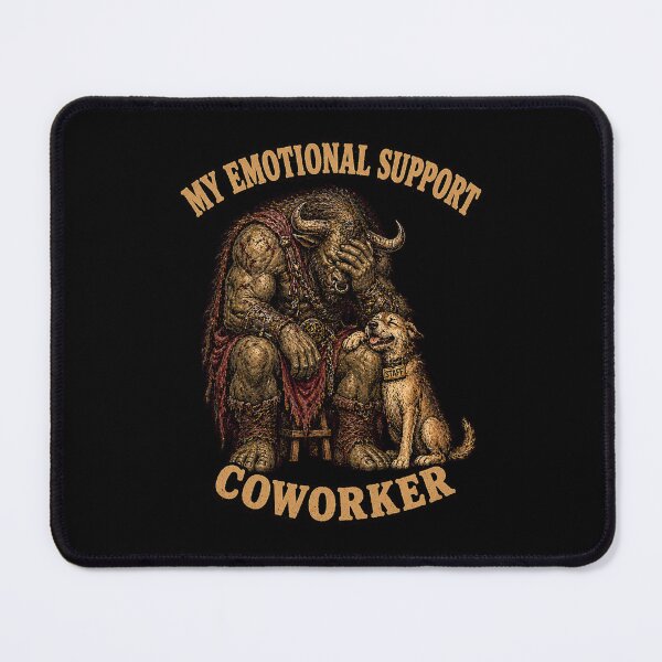 Item preview, Funny Emotional Support Coworker Indie Dog Corporate Burnout Retro designed and sold by Mythic Ink Studio.