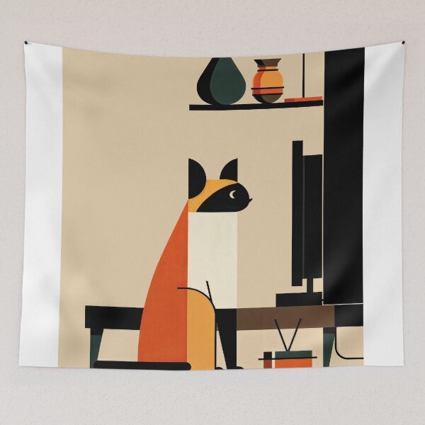 Item preview, Wall Art - Postcard - Modern Minimalist Cat Geometry designed and sold by ForeverPrintsOK.