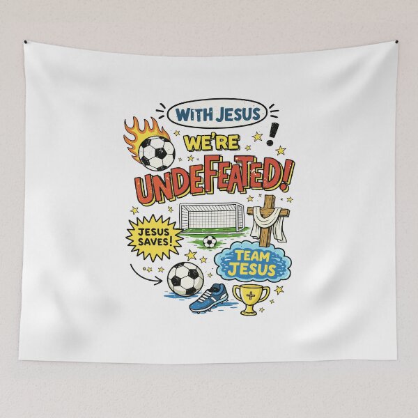 Item preview, Soccer with Jesus Undefeated designed and sold by Matinez Pink.