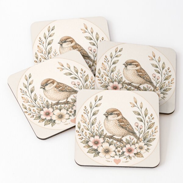 Item preview, Botanical Sparrow Watercolor – Minimal Bird Nature Illustration designed and sold by AgathaLochArt.