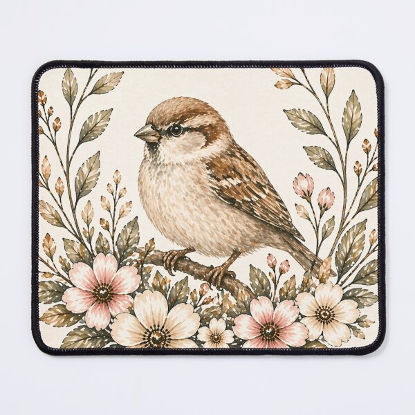Item preview, Botanical Sparrow Watercolor – Minimal Bird Nature Illustration designed and sold by AgathaLochArt.