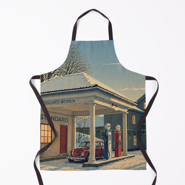 Item preview, Vintage Winter Gas Station with Classic Car designed and sold by darekkocurek.