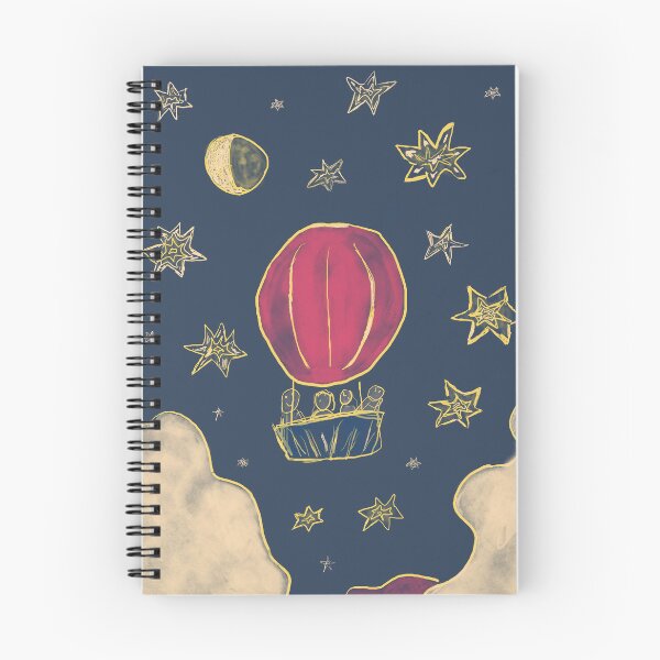 Item preview, Night Traveling Hot Air Balloon - Whimsical Stars and Moon Art designed and sold by Kapsula2023.