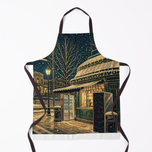 Item preview, Winter Night City Square with Snow and Lighted Kiosk designed and sold by darekkocurek.