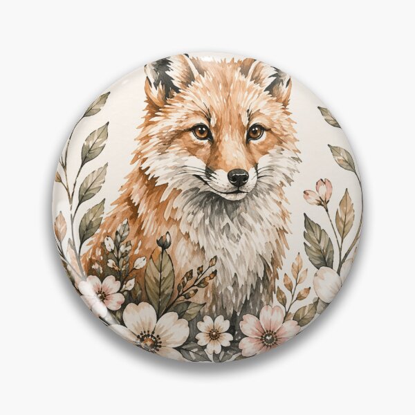 Item preview, Botanical Fox Watercolor – Woodland Animal Floral Illustration designed and sold by AgathaLochArt.