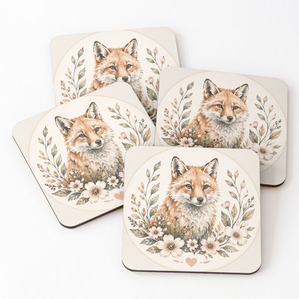 Item preview, Botanical Fox Watercolor – Woodland Animal Floral Illustration designed and sold by AgathaLochArt.