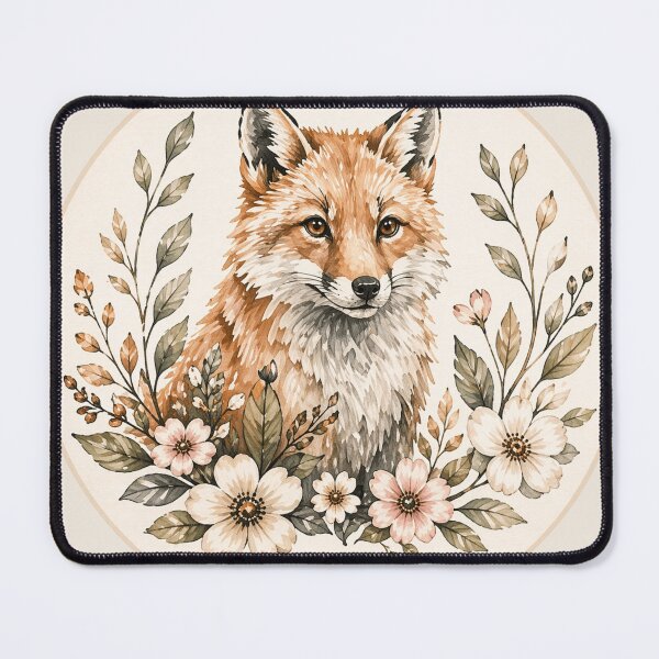 Item preview, Botanical Fox Watercolor – Woodland Animal Floral Illustration designed and sold by AgathaLochArt.