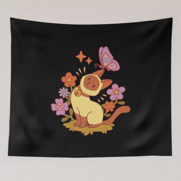 Item preview, Siamese kitten & butterfly - dark version designed and sold by Erika Vaigel Creations.
