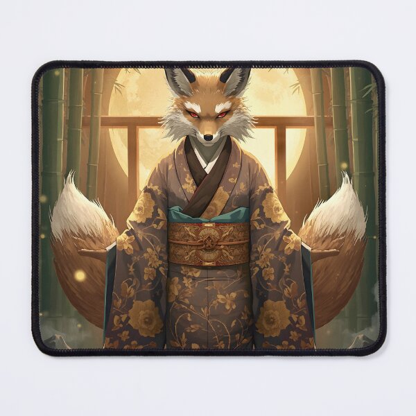 Item preview, Kitsune Fox Spirit in Kimono – Japanese Yokai Moonlight Art designed and sold by kaxymax.