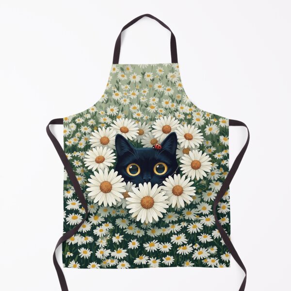 Item preview, Curious Black Cat Peeking Through Daisies Poster designed and sold by STTrillionTEES.