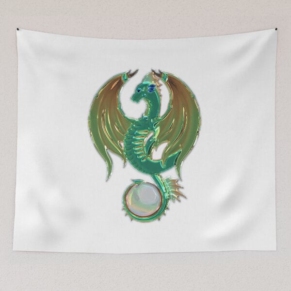 Item preview, Metallic-Look Teal & Gold Dragon with Pearl designed and sold by Lainey1978.