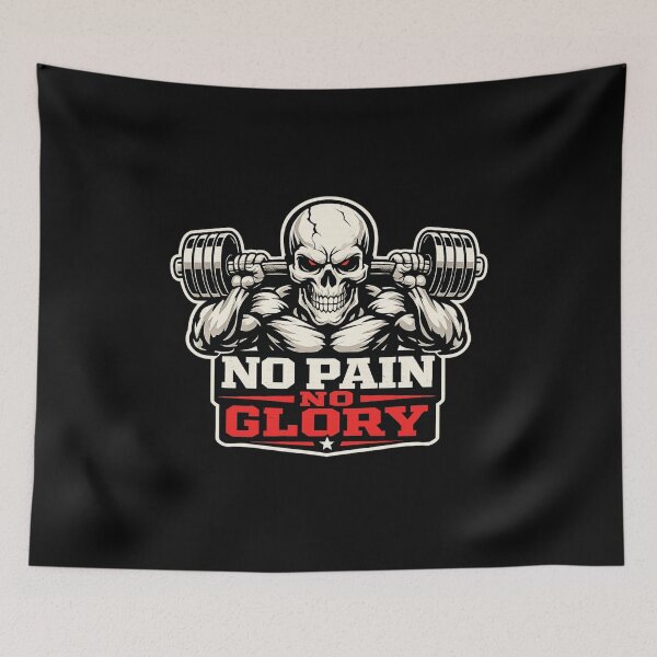 Item preview, No Pain No Glory Skull Gym Design, Hardcore Workout Motivation, Bodybuilding Fitness Graphic, Strength Training Mindset designed and sold by VibeOffline Studio.