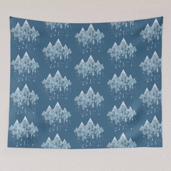 Item preview, Geometric Blue Diamond  Mountain Range Artwork  designed and sold by NivyasArtistry.