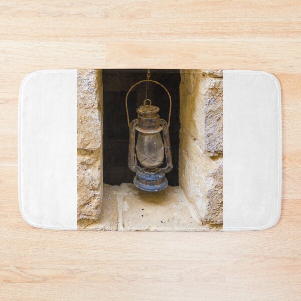 Item preview, Vintage Rusty Lantern Hanging in Stone Window Niche With Weathered Masonry and Cobwebs designed and sold by Nmallia.