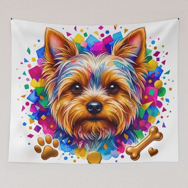 Item preview, Loved Beyond Measure - Colorful Yorkshire Terrier with Geometric Background designed and sold by Good Vibes .