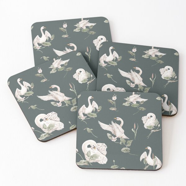 Item preview, Graceful Watercolor Swans & Lily Pads Floral Pattern designed and sold by SylaCreates.
