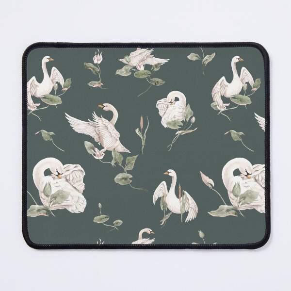 Item preview, Graceful Watercolor Swans & Lily Pads Floral Pattern designed and sold by SylaCreates.