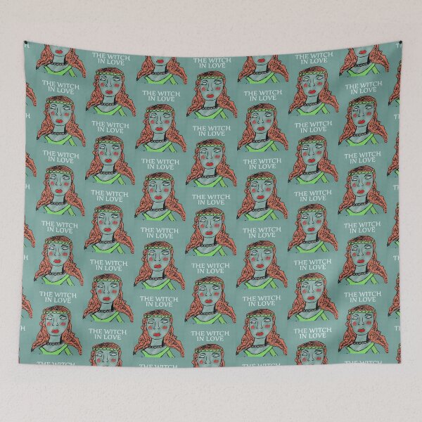 Item preview, The Witch in Love - Whimsical Folk Art Witch Portrait designed and sold by Kapsula2023.