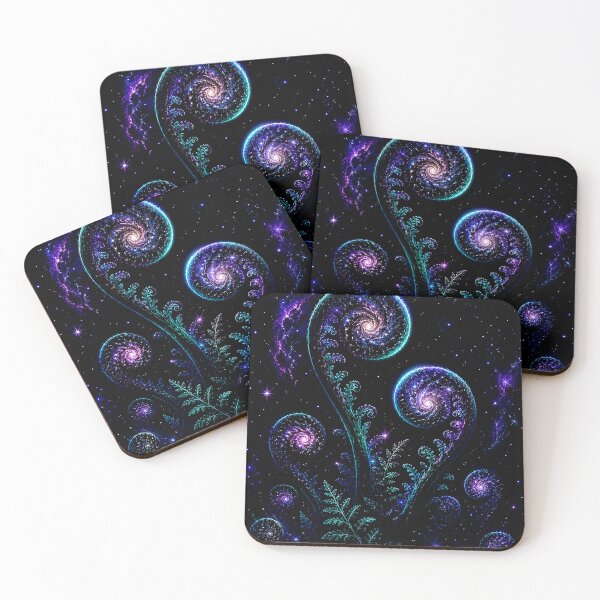 Item preview, Galaxy Spiral Ferns | Cosmic Fiddlehead Botanical | Celestial Plant Art | Neon Space Nature Aesthetic designed and sold by LuxuryApparels.