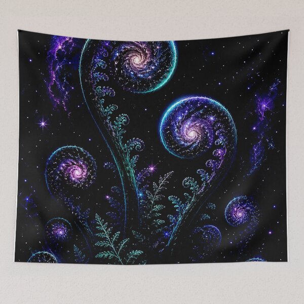 Item preview, Galaxy Spiral Ferns | Cosmic Fiddlehead Botanical | Celestial Plant Art | Neon Space Nature Aesthetic designed and sold by LuxuryApparels.