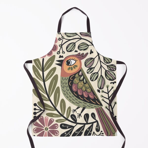 Item preview, Scandinavian Folk Bird Art Print | Botanical Bird on Warm Linen Background designed and sold by Filora Atelier | Bird Art.