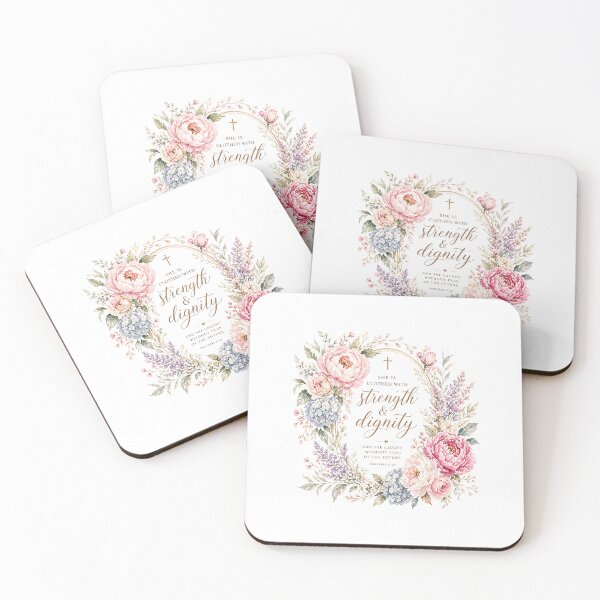 Item preview, She Is Clothed With Strength and Dignity Sticker | Proverbs 31:25 | Feminine Christian Floral Design designed and sold by AnyseDesign.